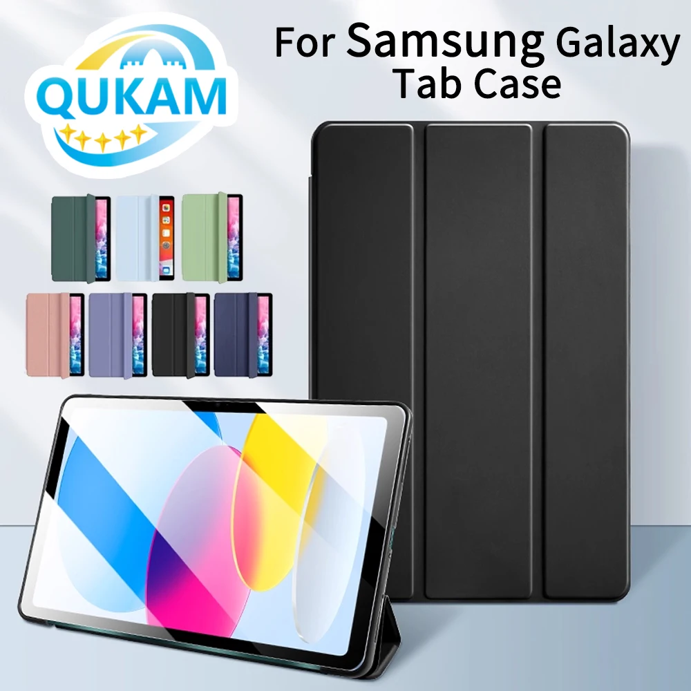 

2025 NEW Smart Case For Samsung Galaxy Tab A9Plus 11in Case For S6 S7+ S8+ S9+ S7FE A7 A8 A9 Trifold Soft Back Tablet Stand Case