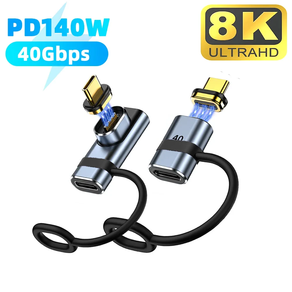 USB 4.0 Thunderbolt 3 Magnetic Type C Adapter 40Gbps OTG 140W Fast Charging Magnet Charge Converter Cable 8K@60Hz USB C Adapt