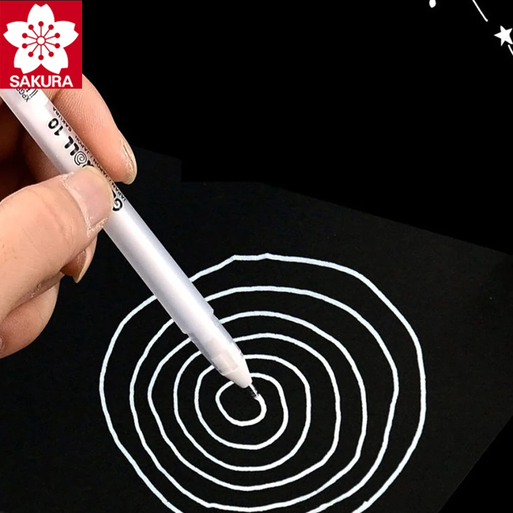 5pcs SAKURA High Gloss Painting White Pens Japan Gellyoll Art Special Watercolor Pen Hook Line Fine Sketching Painting Supplies