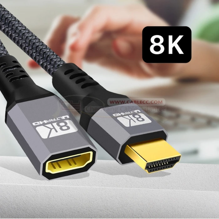 HDMI 2.1 Extension Cable 8K HDMI-Compatible Male to Female Extender Cable 8K 60Hz 4K 5K144Hz 48Gbps eARC for PS5 HDTV Adapter