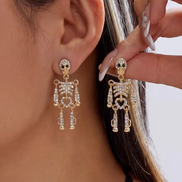 Halloween Schedel Skelet Oorbellen voor Vrouwen Europese en Amerikaanse Gothic Ghost Spider Web Dangle Oorbellen Punk Sieraden Cadeau