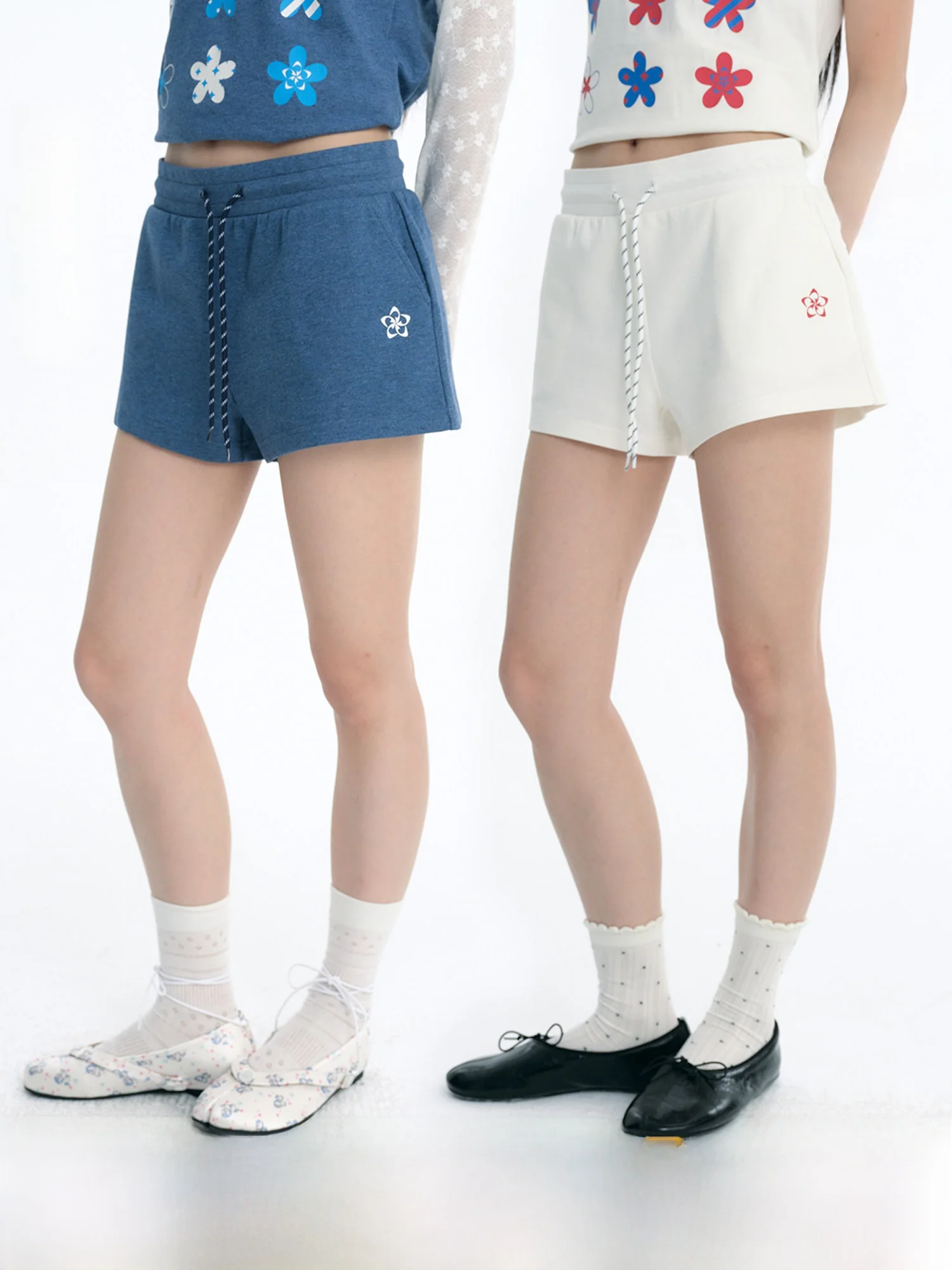 NewJNXS Pure Cotton Floral Casual Pants Women's Slim Fit Shorts Youthful Vitality Home Daily Leisure Straight Leg Short Pants