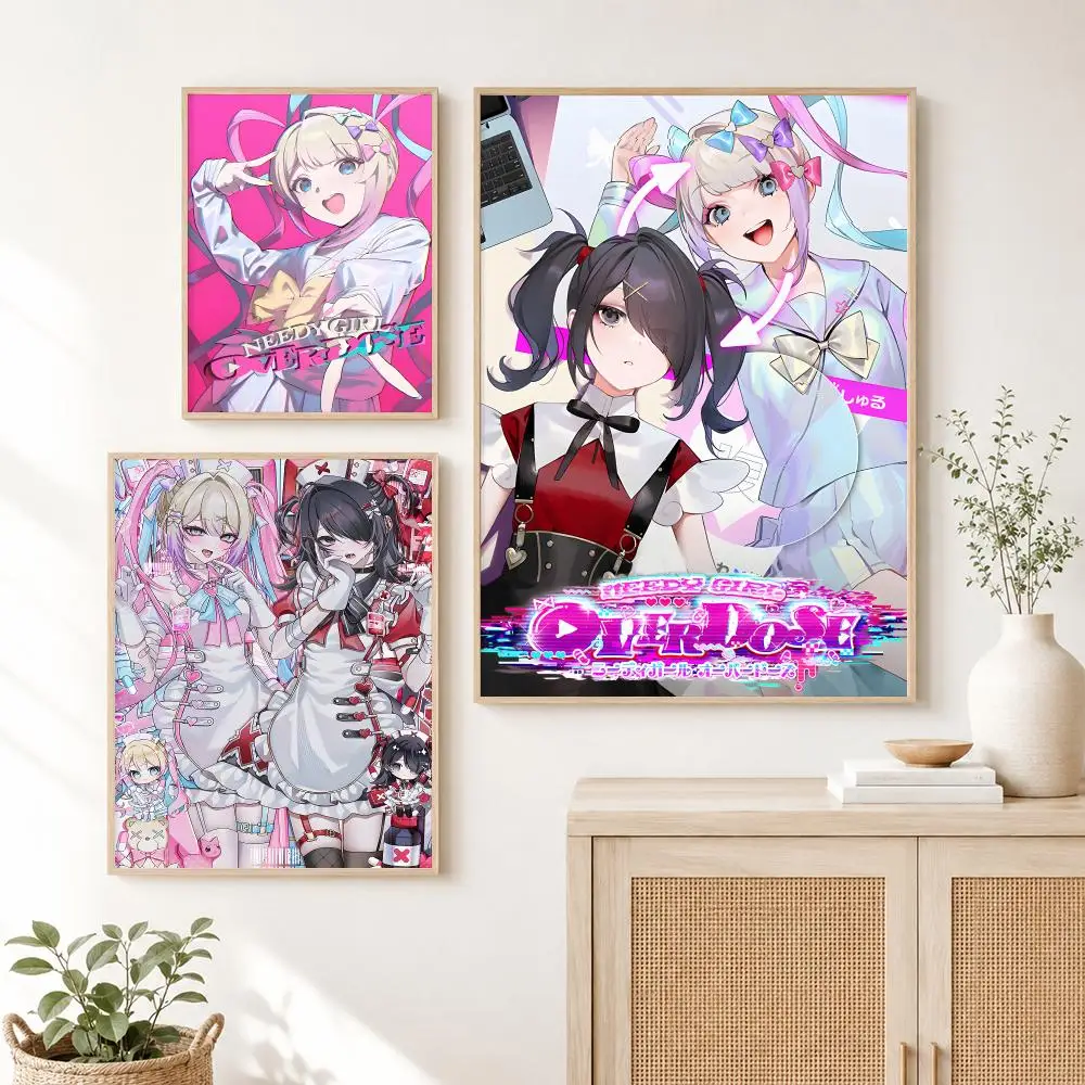 anime Needy Streamer Overload Poster Waterproof HD Modern Peel And Stick Wall Decor Living Room Dorm Garage