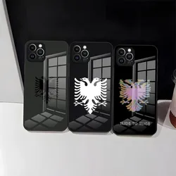 Albania Flag Eagle Phone Case For IPhone 14 Pro Max 15 12 11 13 Mini X XR XS 8 7 6 Plus SE Tempered Glass Back Cover