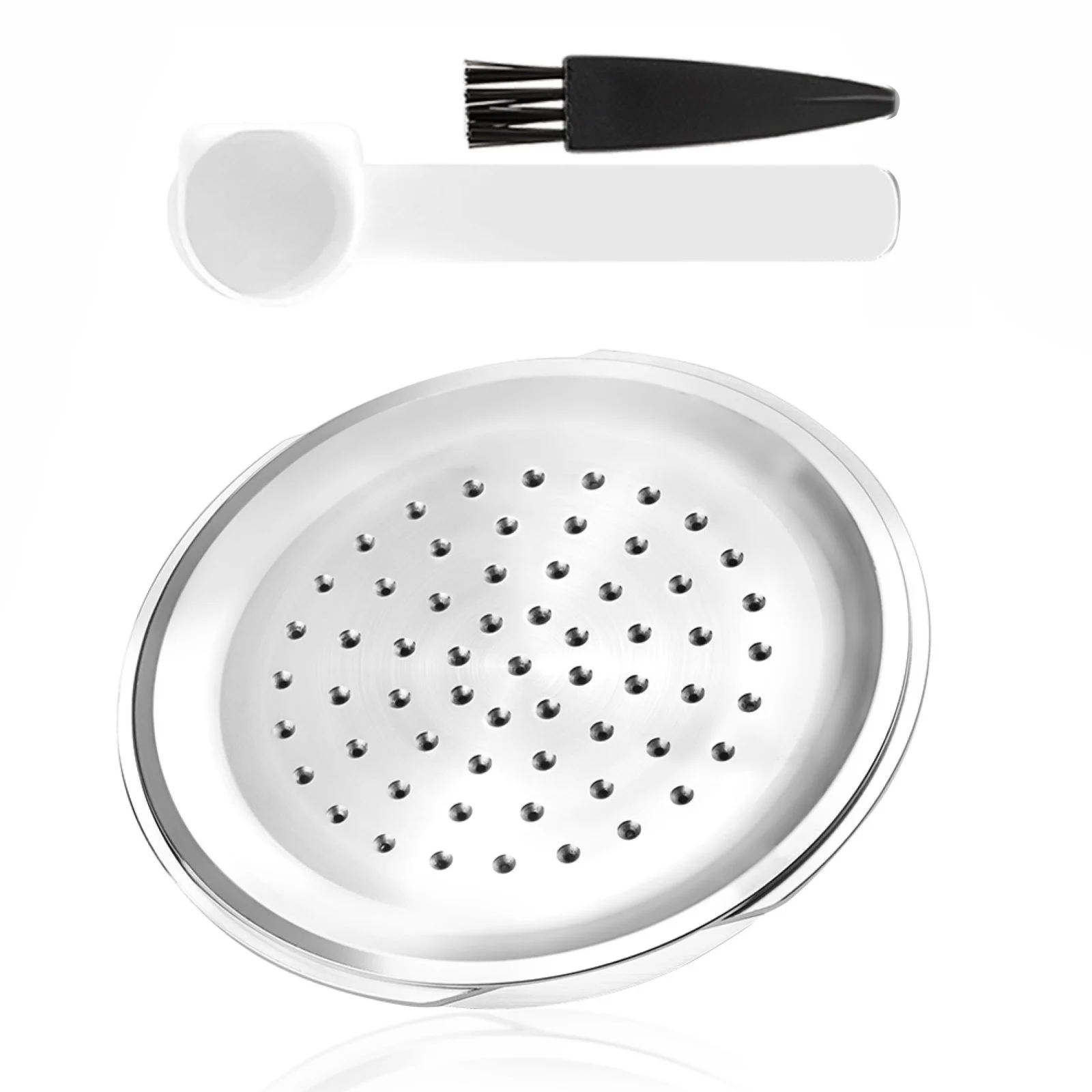 Tapas de filtro de cápsula de café de acero inoxidable, Kit de cuchara y cepillo para Senseo HD7801 HD6592, accesorios para cafetera, 1 ud.