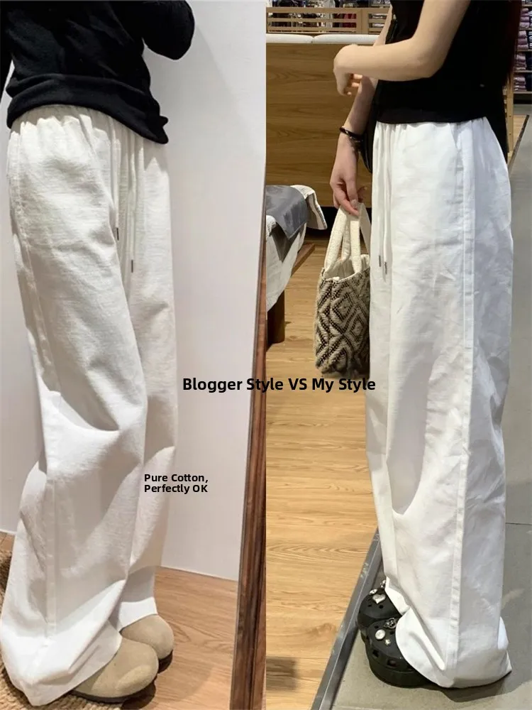 

Свободные широкие брюки-карго для женщин на шнурке, в пол, в корейском стиле, весенние, новые, повседневные, скрывающие недостатки фигуры