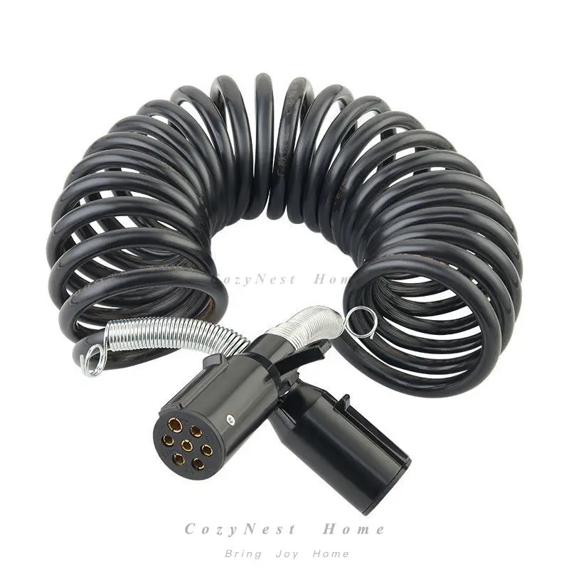 For semi-trailer power connection cable socket 7-core helix 7-hole plug spring cable assembly for tractor and truck J6P