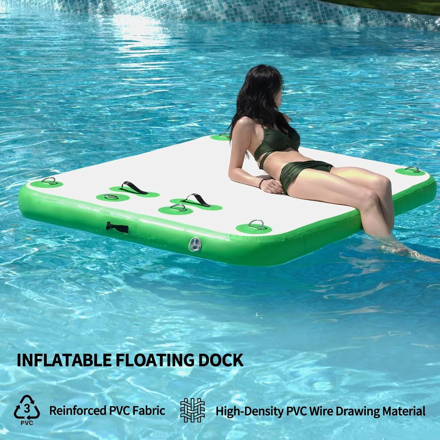 Große aufblasbare schwimmende Plattform, aufblasbares Floß-Wassermatte für mehrere Personen, schwimmende Inselmatte für See, Pool, Strand, Ozean – Detail 4
