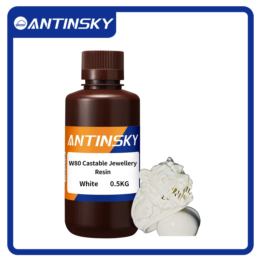 

ANTINSKY W80 Castable Resin Nature 80 Wax Content Smooth and crisp surface finishing 3d printing material 0.5kg