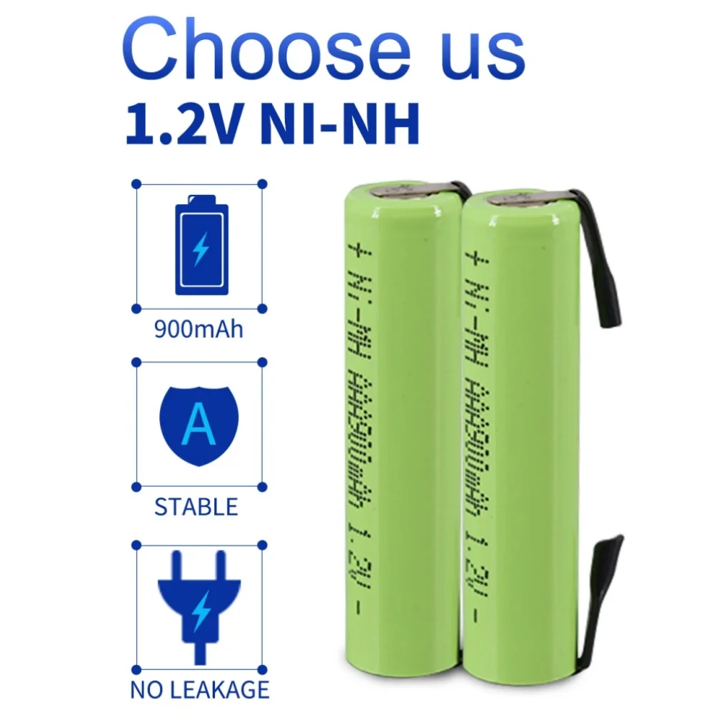 1.2V AAA Rechargeable Battery 900mAh NIMH Battery Green Shell With Welding Tabs For Philips Electric Shaver Razor Toothbrus