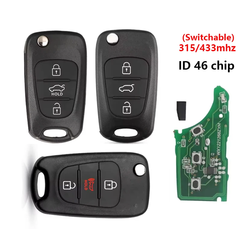 

315Mhz/433Mhz/ID46Chip Car Key Remote for Kia K2 K5 Sportage for Hyundai I20 I30 IX35 Avante Auto Key Case Flip Remote Shell
