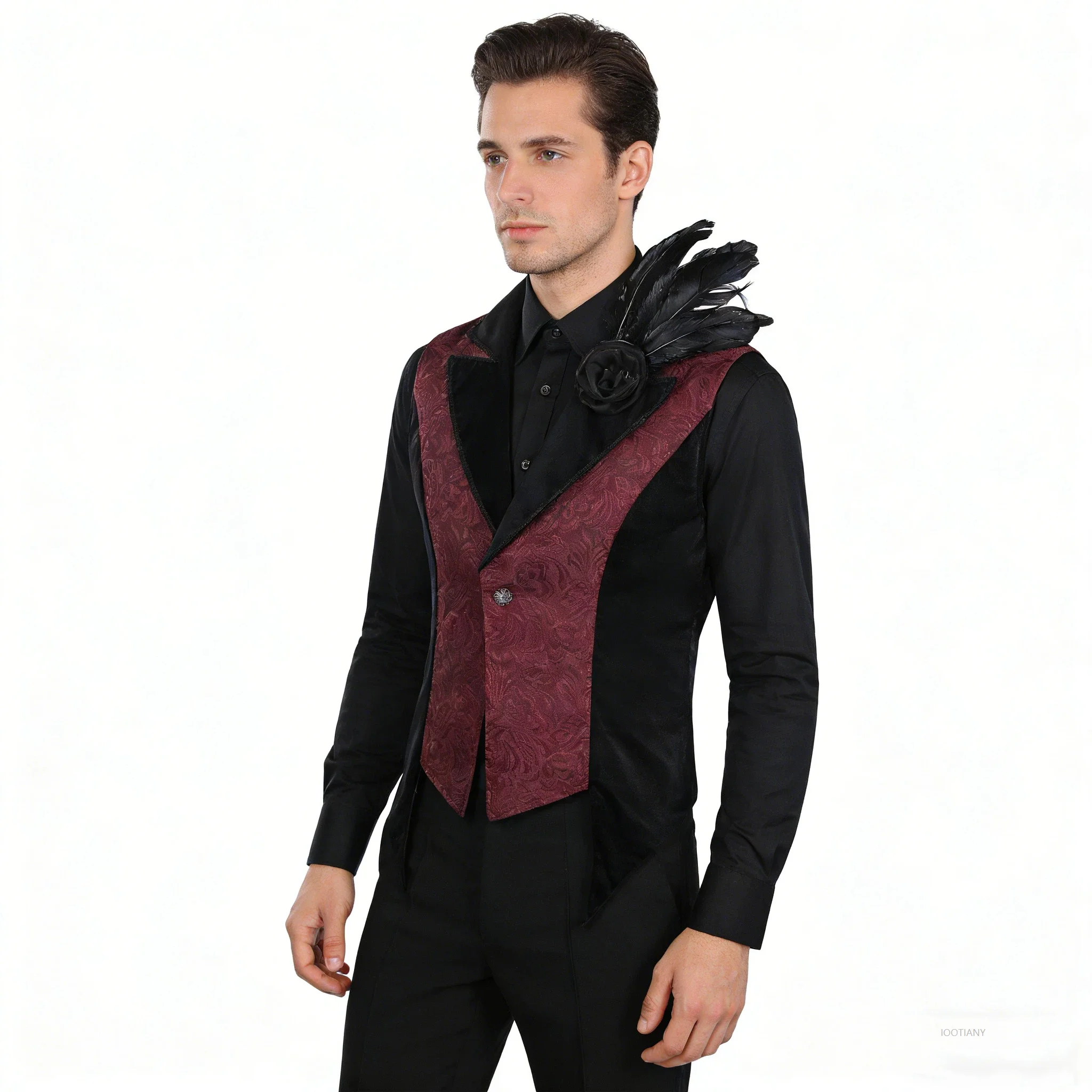 

Men Cosplay Retro Casual Vest Halloween Tuxedo New Jacket Medieval Costume Sleeveless Lapel Gentleman Party Renaissance Tailcoat