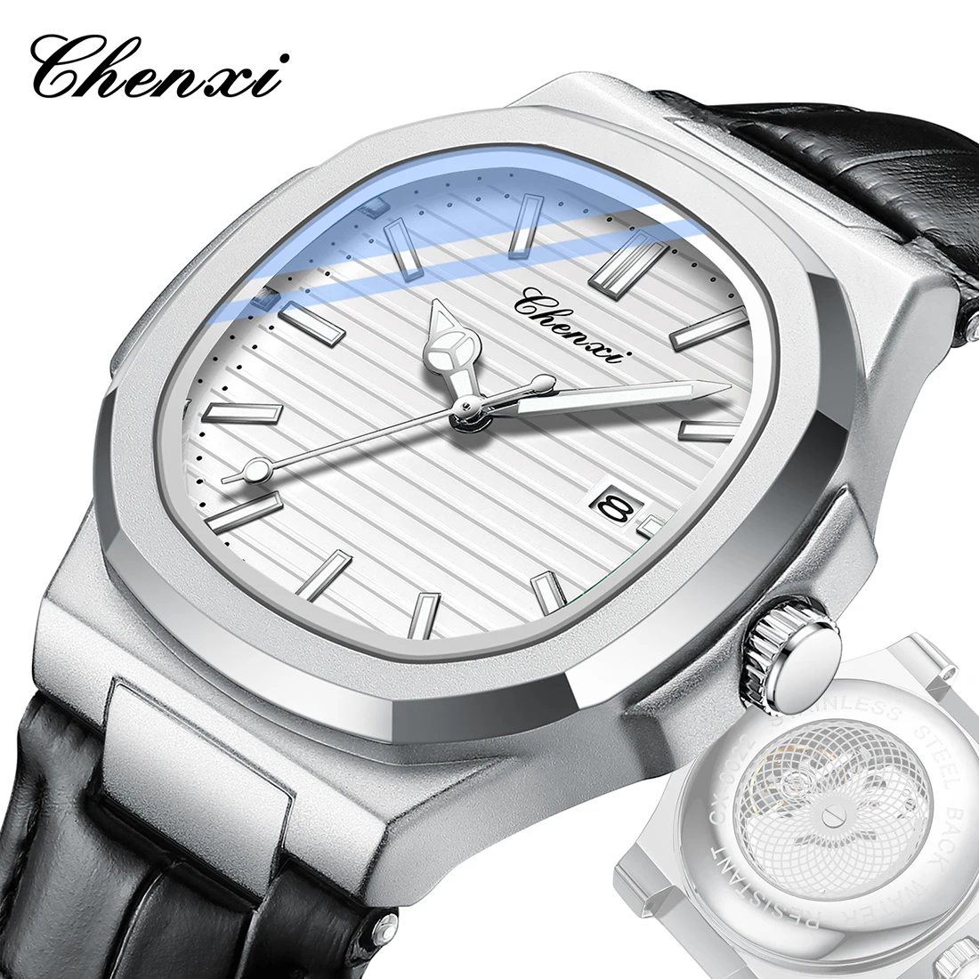 CHENXI Original Men's Watches Sweep Second Movement Bottom Hollow Luxury Fashion Waterproof Quartz Wristwatches Male Watch