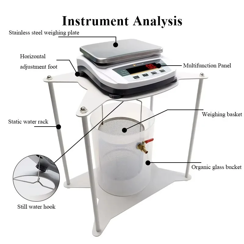 5kg 0.1g Electronic Scale Static Water Balance Lab Balances Solid Immersion Density Electronic Scale