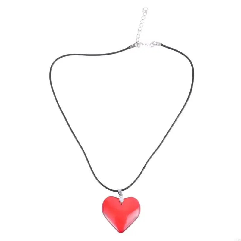 37JB Wax Rope Chain Punk Gothic Necklaces Heart Pendant Alloy Choker Necklace Gifts