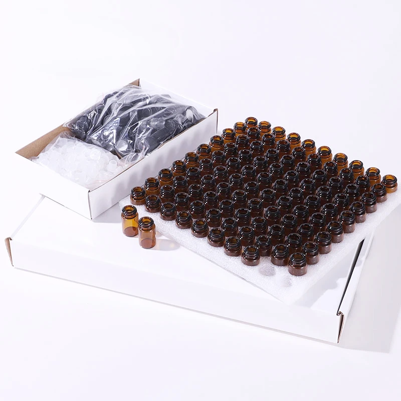 100pcs Essential Oil Bottle Gift Box, 3ml Brown Glass Split Bottle with Throttling Hole - Suitable for Travel and Storage