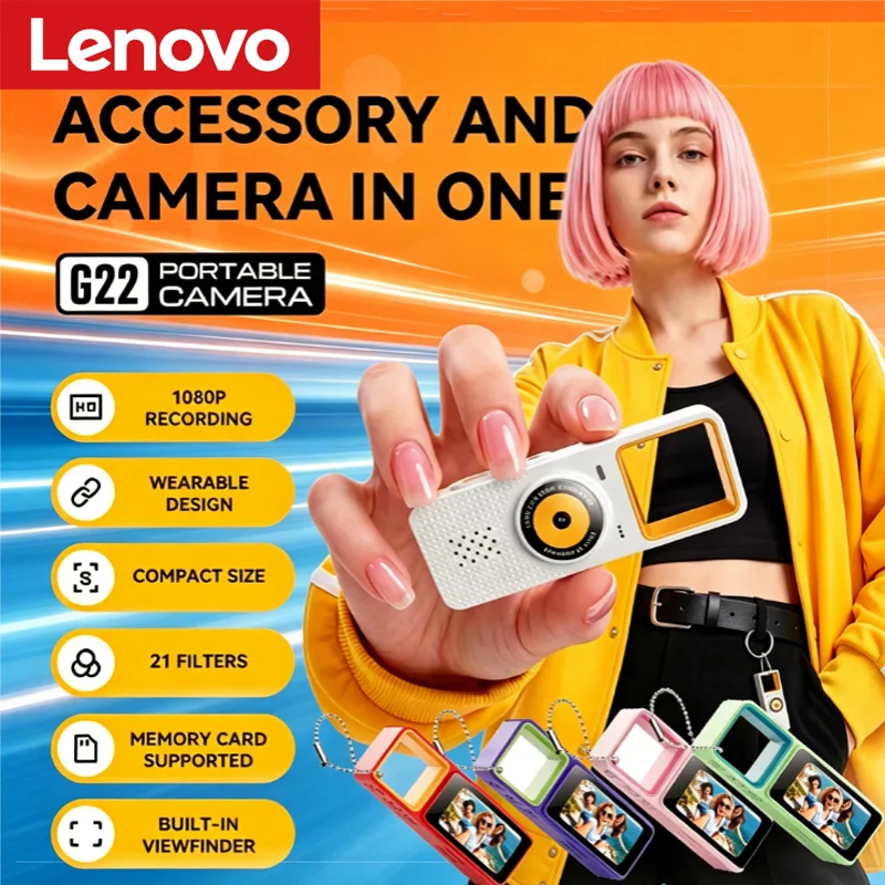 Câmera Mini Pocket Thumb Lenovo G22: Uma Câmera de Alta Definição Conveniente para Fotos e Vídeos, Ideal para Estudantes e Viagens, Câmera de Chaveiro