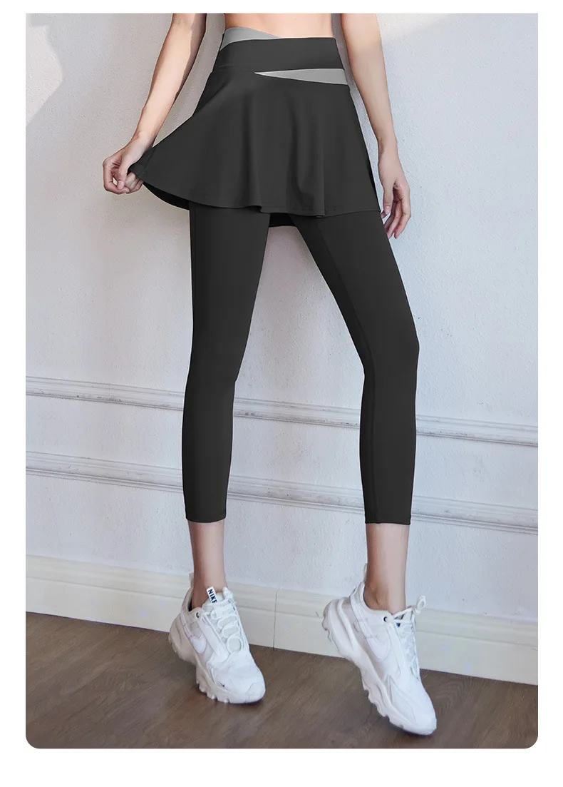 Sporty Padel Skirt Woman Fashion 2in1 Double Layer Autumn Winter Tennis Sportswear Yoga Golf Legging Compression Pants Fitness