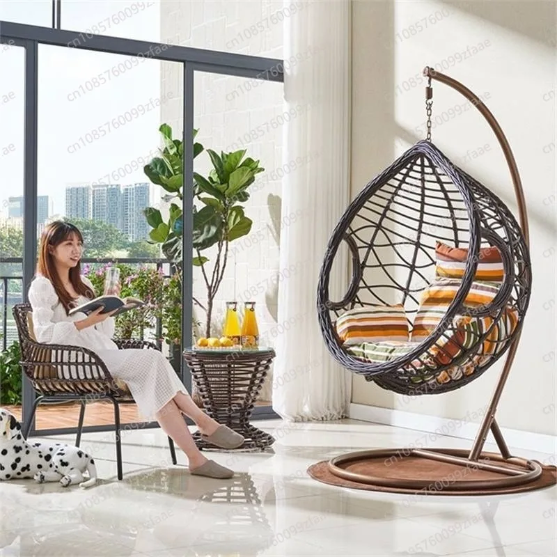 Balcony swing rattan nest hanging basket chair courtyard living room hotel villa hanging chair