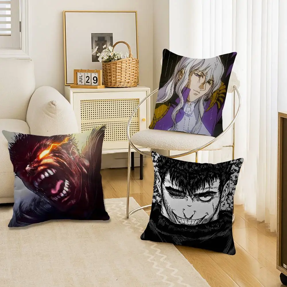 Anime Berserk Cushion Cover Car Throw Pillow Case For Sofa Car Christmas Gift 40x40cm 45x45cm