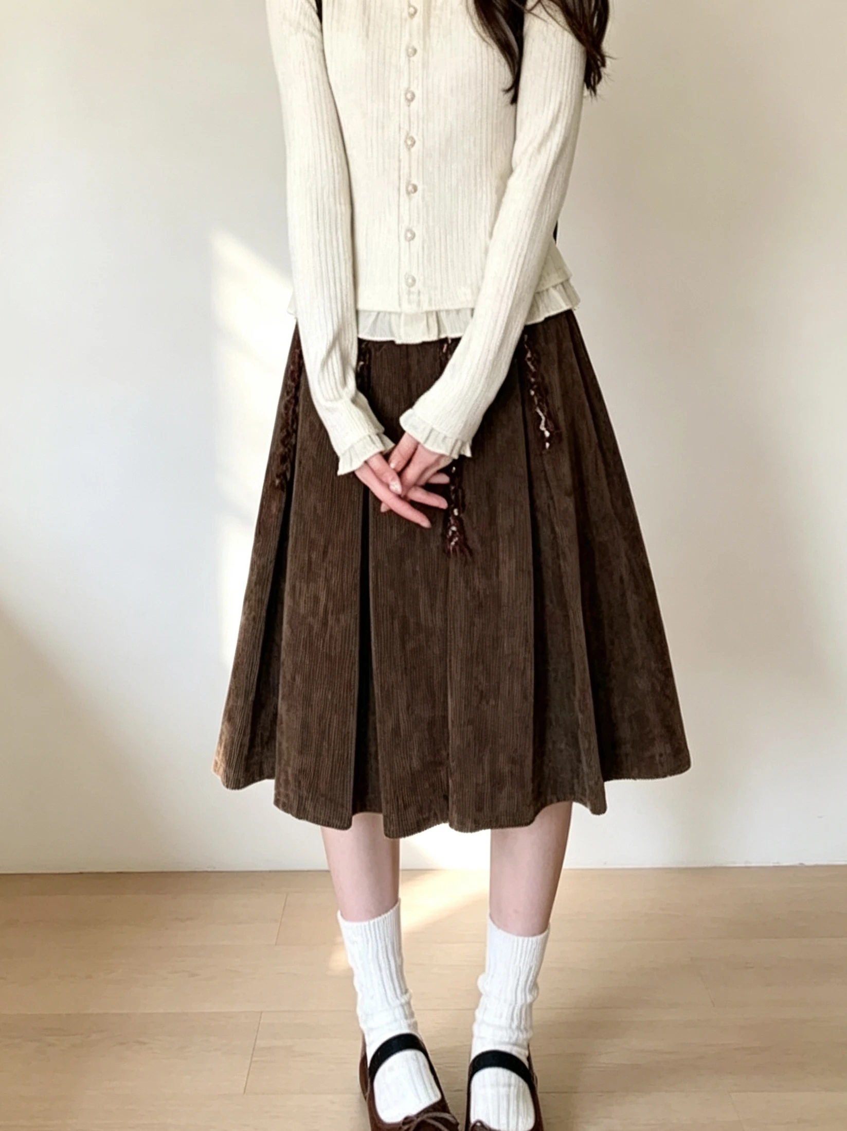 Fashionable High Waist A-Line Midi Skirt Women's Korean Style Pleated Skirt Loose Fit Versatile Autumn New Arrival Slimming