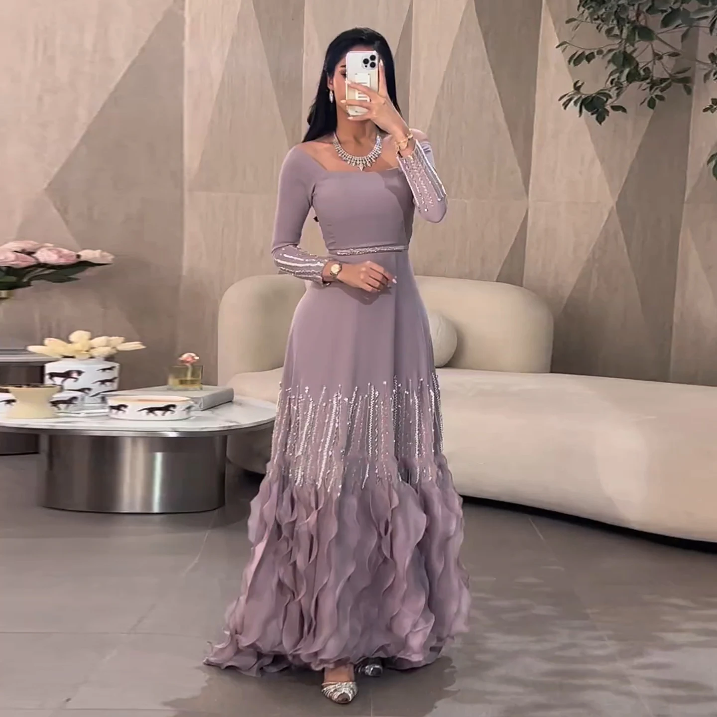 

Sharon Said Luxury Lilac Ruffles 2025 Saudi Arabia Evening Dresses for Women Dubai Wedding Party Dresses SS579 Customized