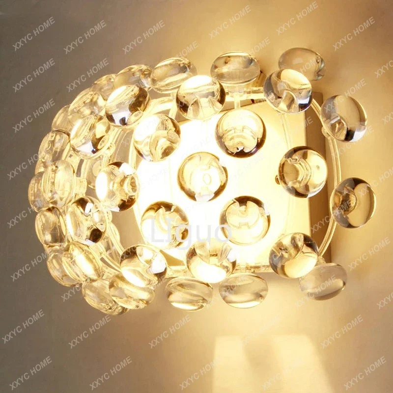 

Simple modern Acrylic ion wall lamp Crystal Bead wall lights for bedroom Zeus Sweat Caboche sconces clear / amber