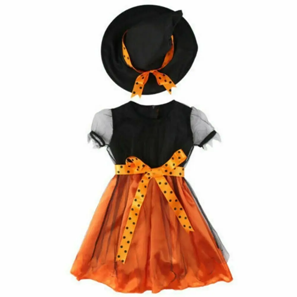 Halloween Witch Cosplay Costume para Crianças, Bebê Menina, Infantil, Carnival Party Gown, Fancy Dress, Clothing Set