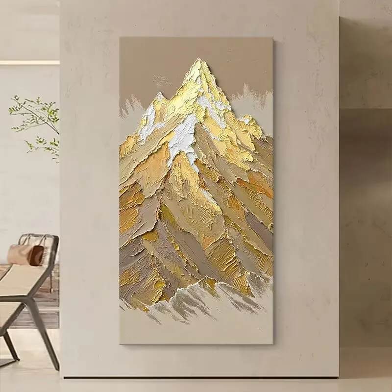 現代抽象テクスチャゴールドモンテインズ画像壁装飾用純粋な手描き油絵キャンバスにリビングルーム用非フレーム