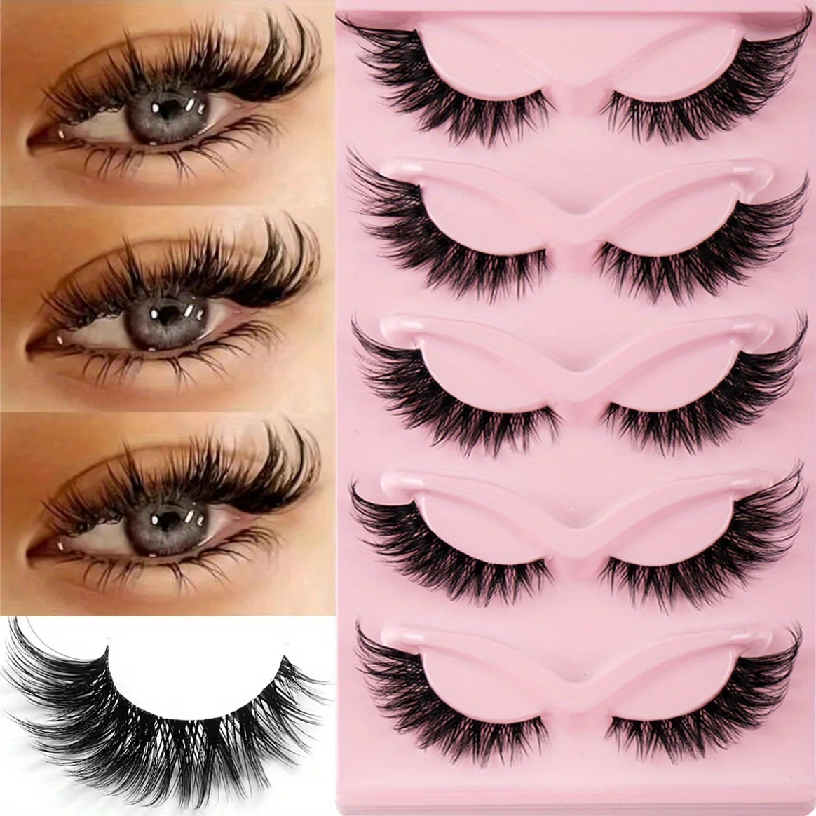 Faux cils longs et naturels en forme d'œil de chat, accessoire de maquillage, 3 boîtes (15 paires)