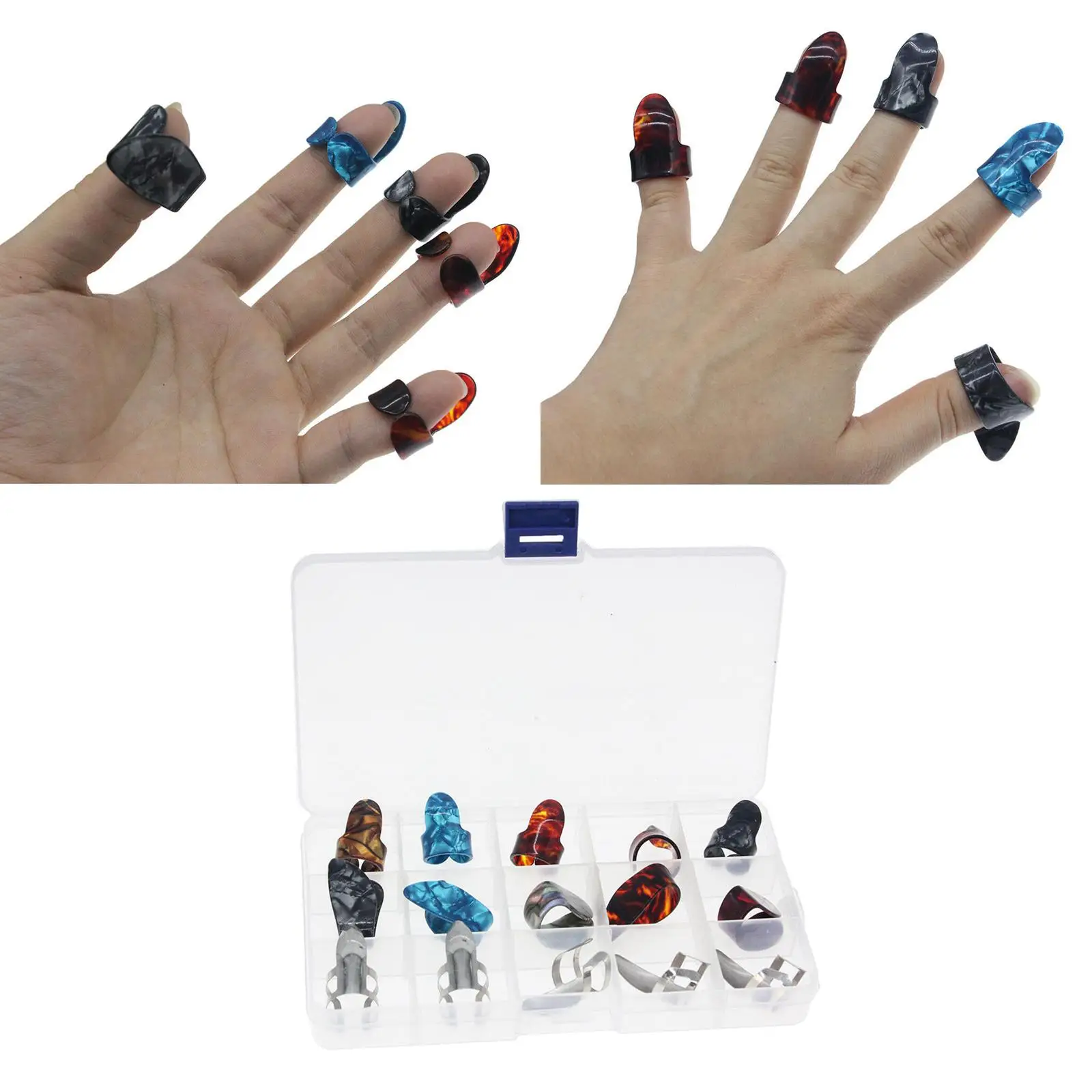 kit-de-acessorios-para-guitarra-10-pecas-de-palhetas-para-polegar-5-pecas-de-palhetas-e-estojo-de-metal