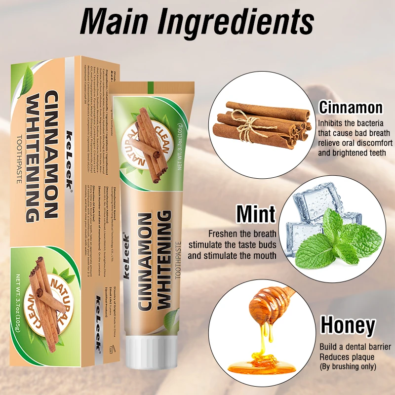 2 Cinnamon Whitening Toothpastes Mint Fresh Breath Refreshing Remove Yellow Brightening White Deep Clean Teeth