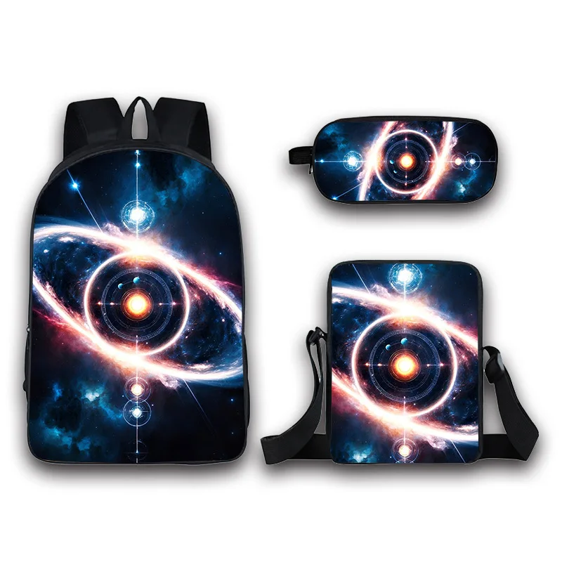 

Classic Popular starlit sky 3D Print 3pcs/Set pupil School Bags Laptop Daypack Backpack Inclined shoulder bag Pencil Case