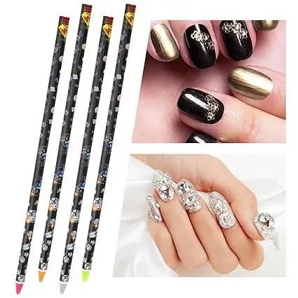 ﻿5Pcs Diamond Painting Pen Nail Rhinestone Picker Pencil Set - Self-Adhesive Resin Nail Dotting Wax Pen Crystal Gem Pick up Tool