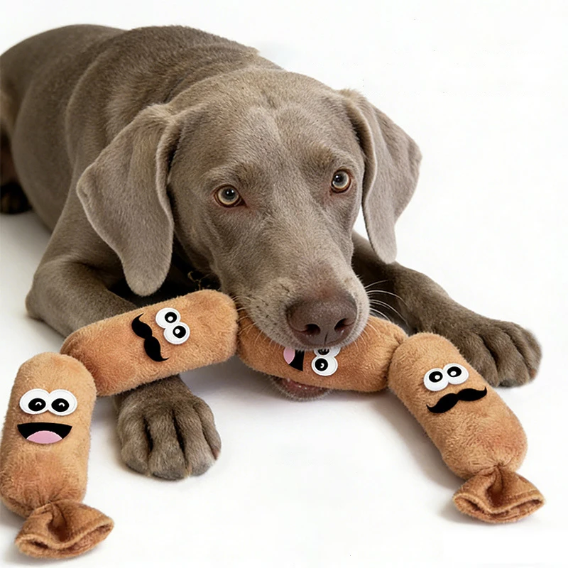 Simulated Dog Sausage Toy Interactive Pet Dog Plush Toy with BB Squeaker Bite-resistant Funny Puppy Self-Play Toy Pet Supplies - view 3