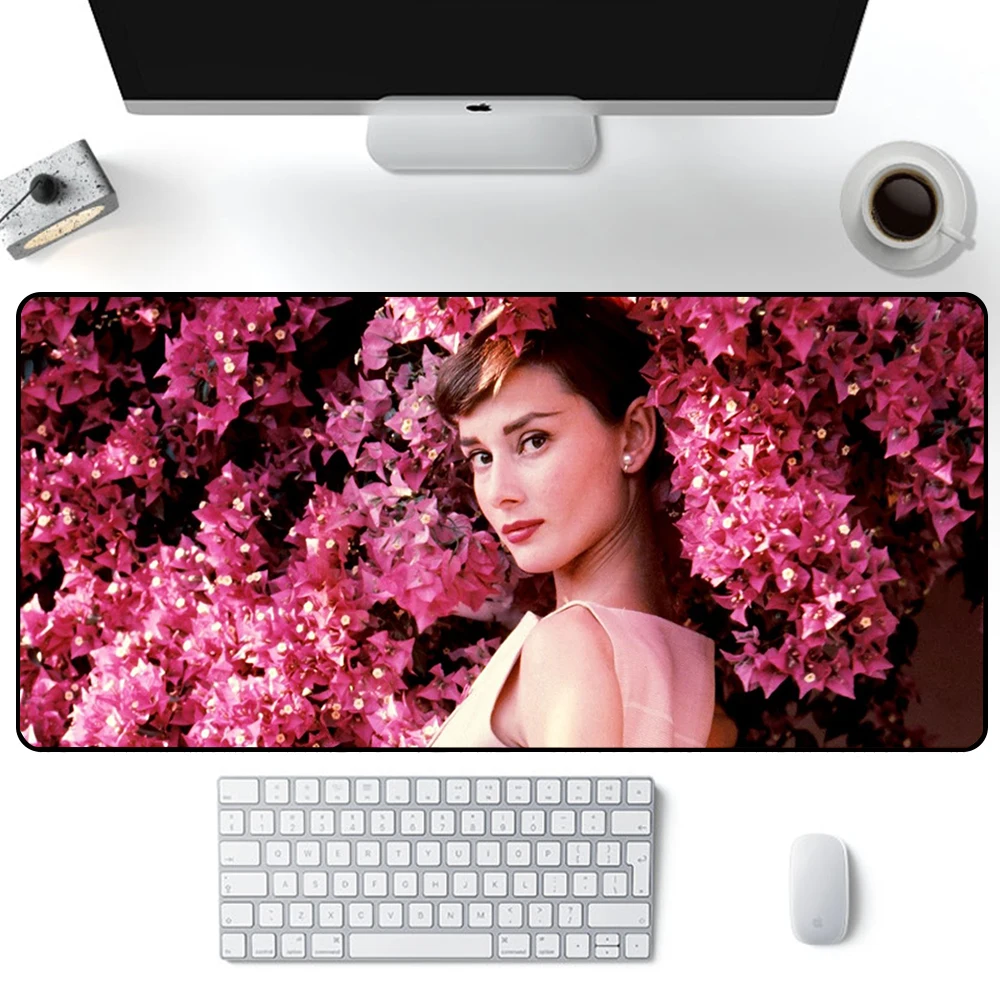 Audrey Hepburn – grand tapis de souris Gaming en Silicone, pour ordinateur de bureau, ordinateur portable