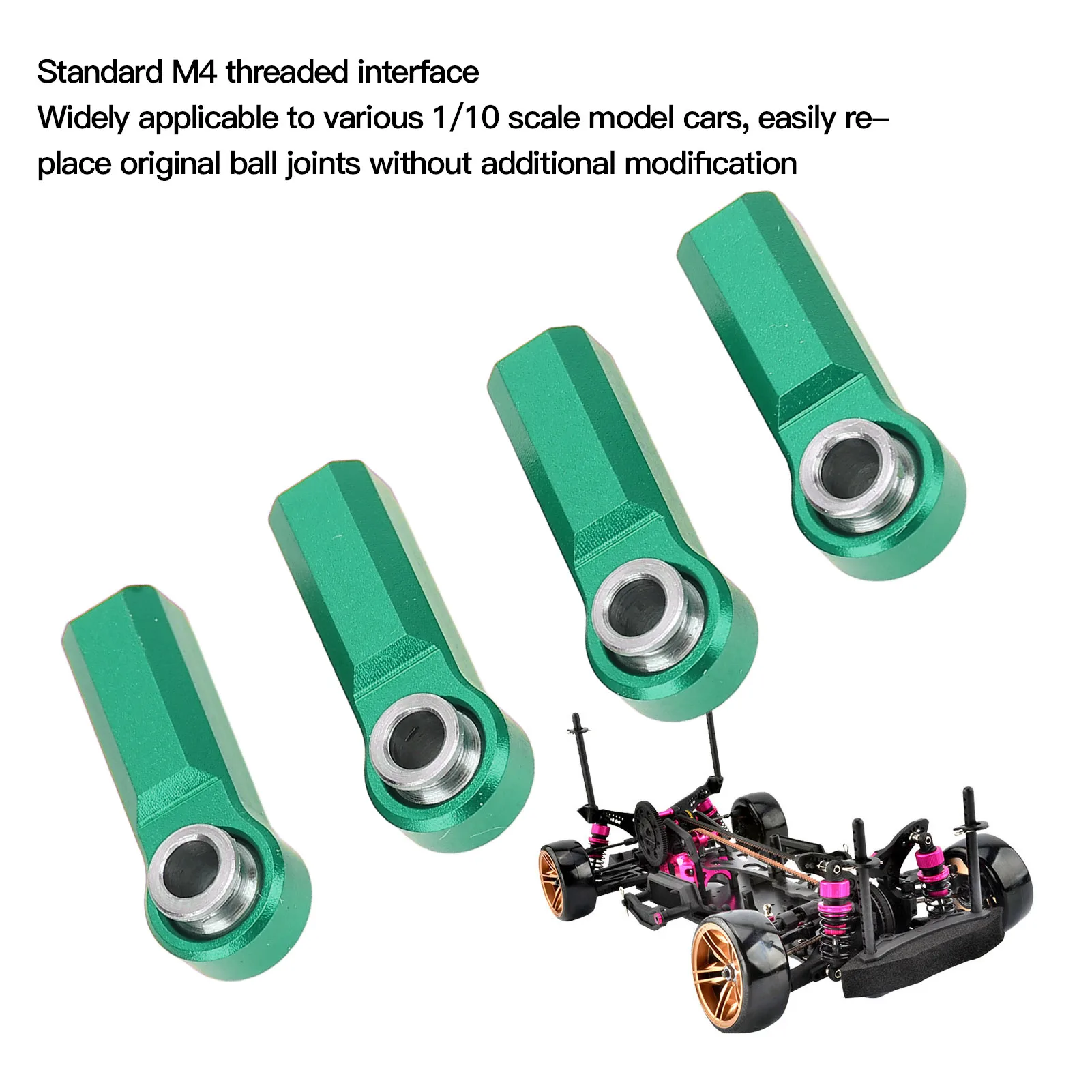 RC Link Rod End M4 Thread CW 7mm High Strength Alloy Ball Joint Head for 1/10 Model Car RC Ball Head Holder RC Tie Rod End