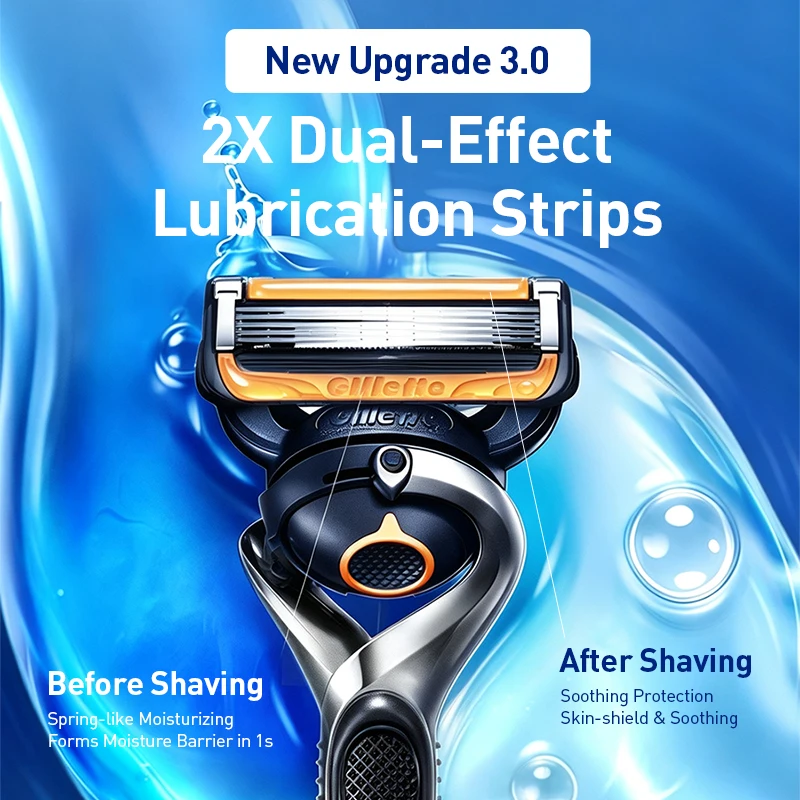 Gillette 3rd-Gen Fusion 5 ProGlide Men Razor Pivot Ball 5-Nanometer Gradient Blades Rear Precision Trimmer 1 Handle 4 Cartridges
