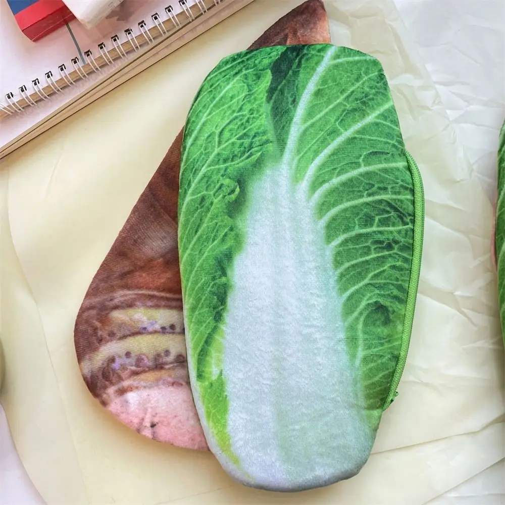 Vegetable Pencil Case Simulated Food Cabbage Plush Pencil Bag Big Purse Large-capacity Stationery Storage Bag Office School