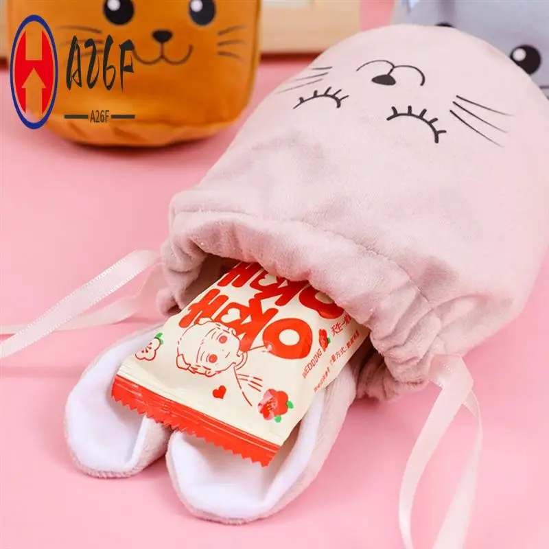 

A26F-18 Pcs Easter Bunny Gift Bags Ear Velvet Drawstring Bags,Bunny Gift Pouches Bunny Party Favors, 6 Color