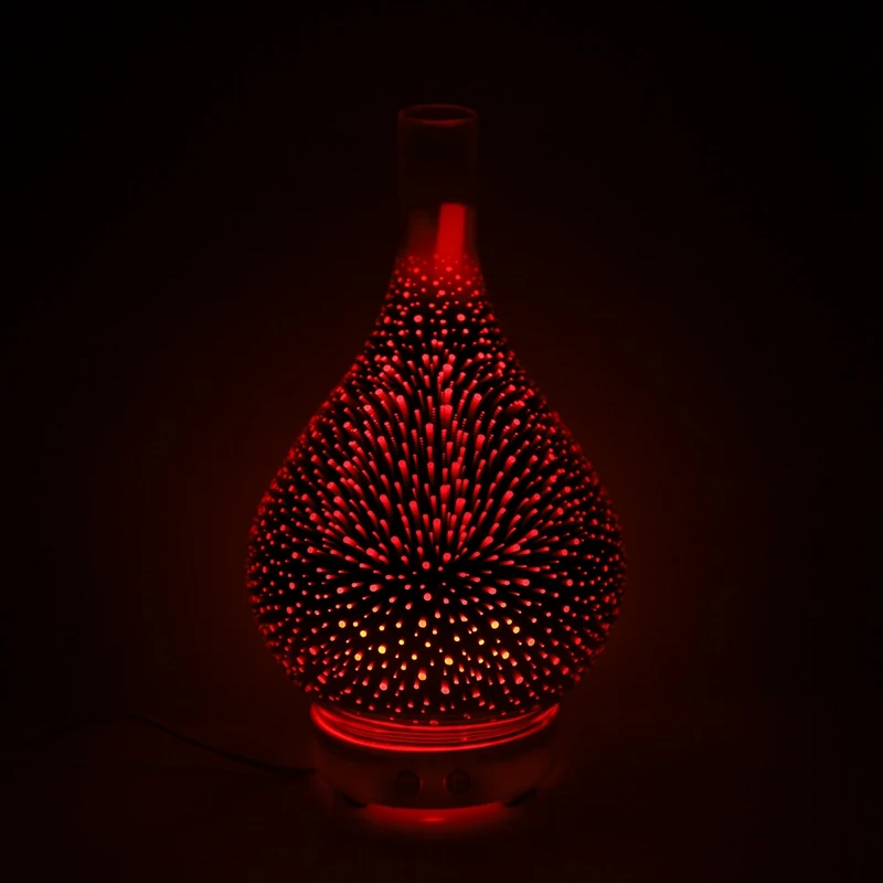 3D  Glass Vase Shape Air Humidifier With 7 Color Led Night Light Aroma Essential Oil Diffuser Mist Maker Ultrasonic Humi