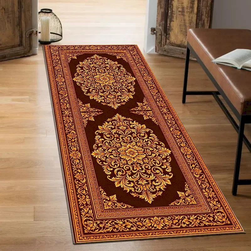 VIKAMA Retro European Flower Carpet Classic Medal Long Corridor Carpet Indoor Anti slip Home Decoration