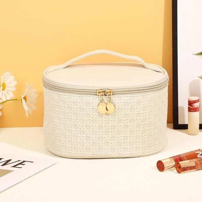 Bolsa de maquillaje de gran capacidad para mujer, neceser de viaje de cuero Pu, neceser de aseo, bolsa de almacenamiento de diseño de lujo, bolsa de lavado, nuevo