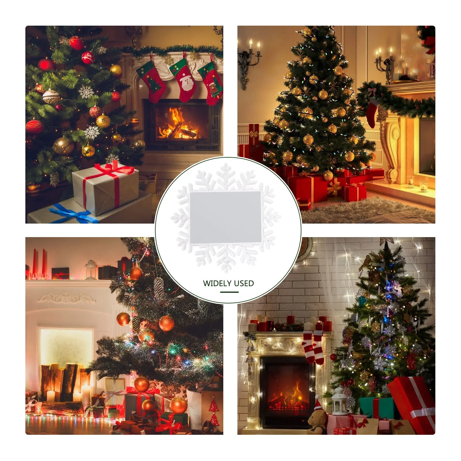 

2Pcs DIY Snowflake Picture Frame Ornament Fine Workmanship Christmas Hanging Decor for Home Fireplace Window Wall Photo Frame