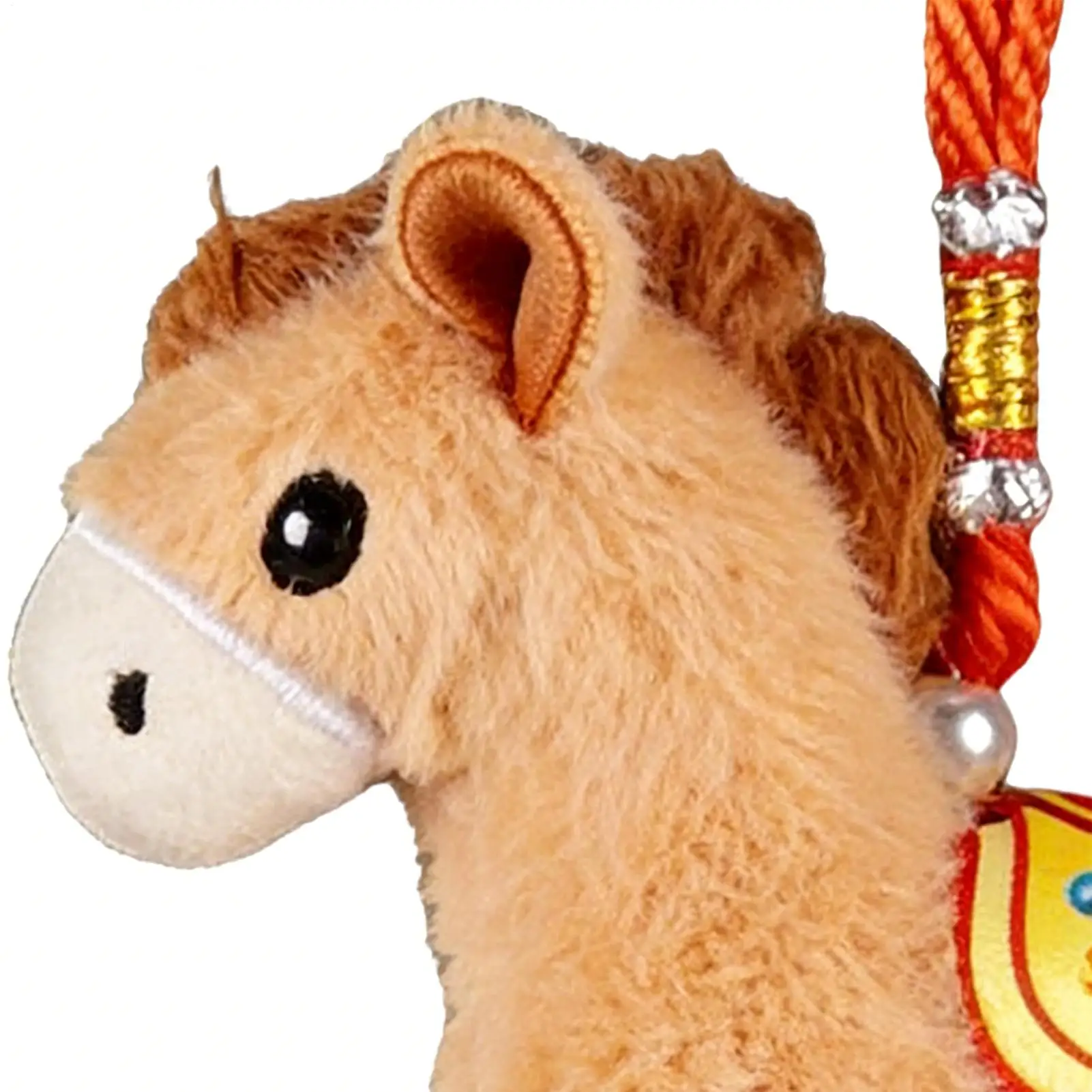 دمية حصان محشوة حمراء قابلة للتعليق مع جرس، دمية حصان قطيفة 2026 لغرفة المعيشة، للمهرجانات الربيعية ورأس السنة الجديدة، للباب والنافذة والجدار