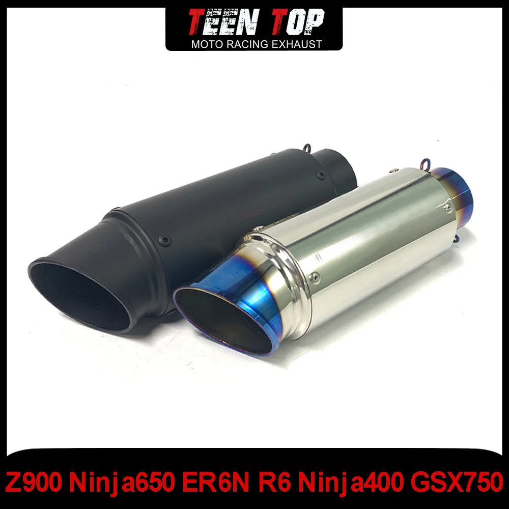 Universal 51MM Motorcycle Exhaust Escape Muffler No DB Killer Z900 Ninja650 ER6N R6 Ninja400 GSX750 Stainless Steel Moto Tube