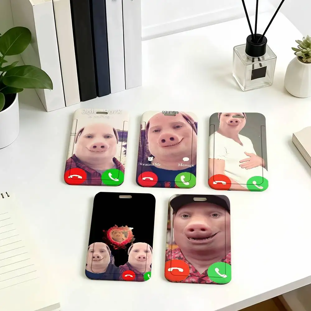 John Pork Card Holder Corporate Business Work Badge Holders Uisex Credit Bus Daily Commute ID Case