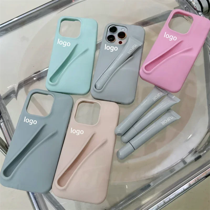 Rhode Soft Silicone Case For iPhone 15 14 PIus 11 13 12 Pro Max Can Be Installed With Lipstick Back Cover Lipstick No Come With