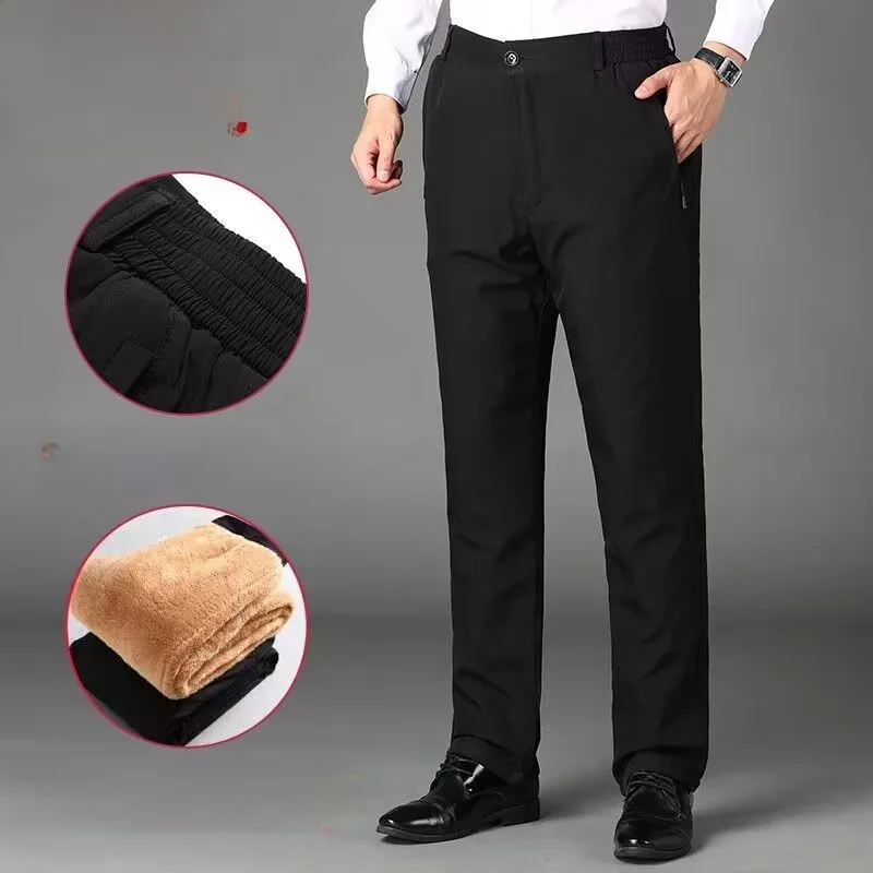 

Thiened Fce Lined High Waist Winter Warm Pants Loose Fit eep Velvet Dad Pants Cotton Straight Leg Trousers for ly