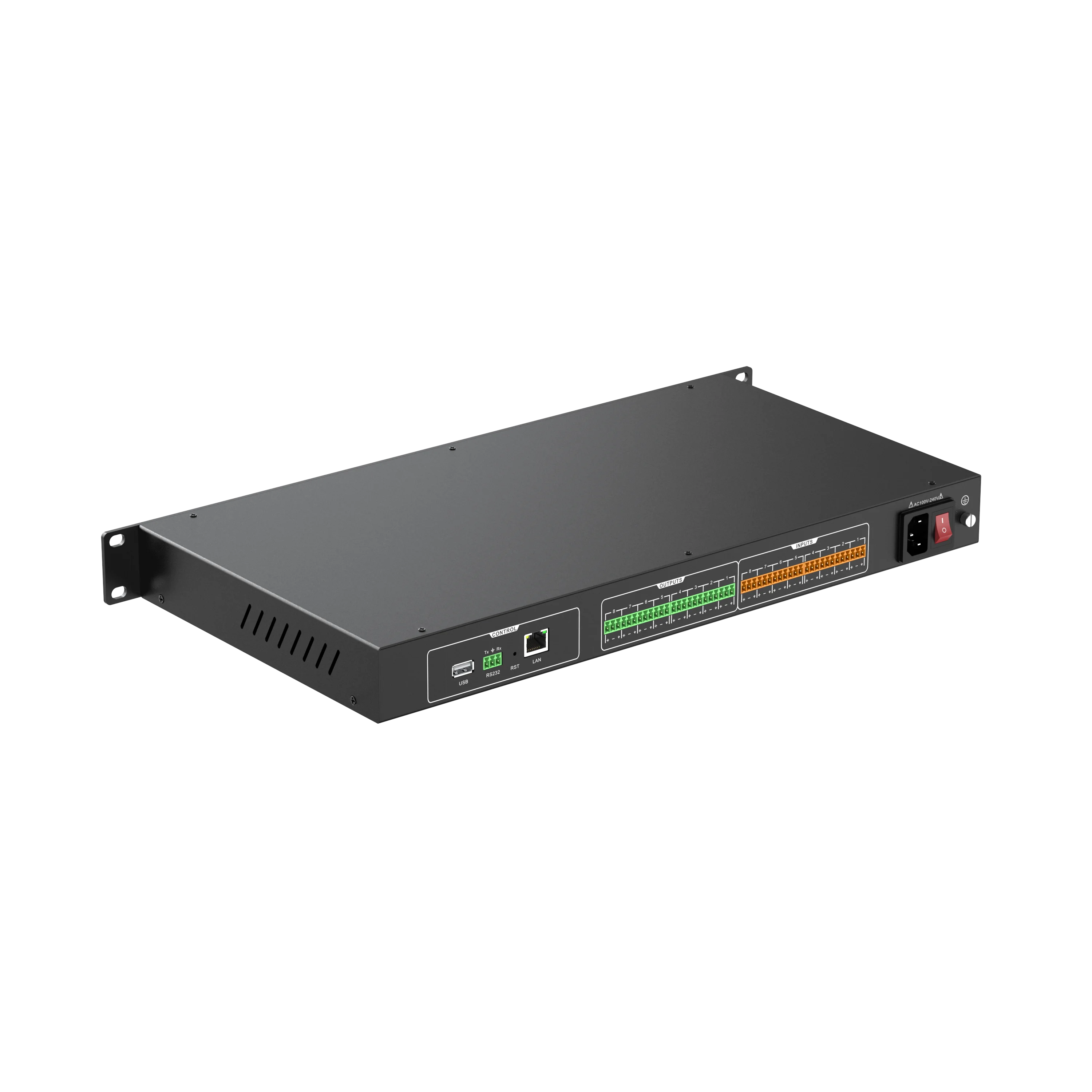 Professional 8 Input 8 Output Digital Signal Processor with Feedback Suppression, Auto Mixing, USB Recording, RS232  LAN Control